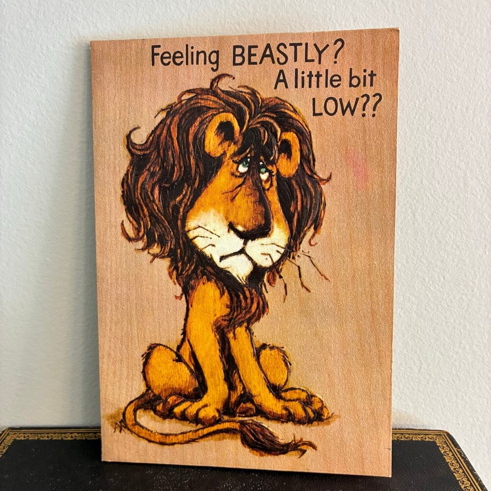 Vintage Hallmark Pop Up Lion Get Well Card Funny Beastly Humor